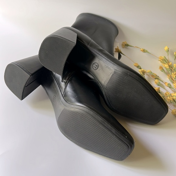 A New Day Target Pippa Stretch Ankle Chunky Block Heel Boots Faux Leather Black - Picture 8 of 11